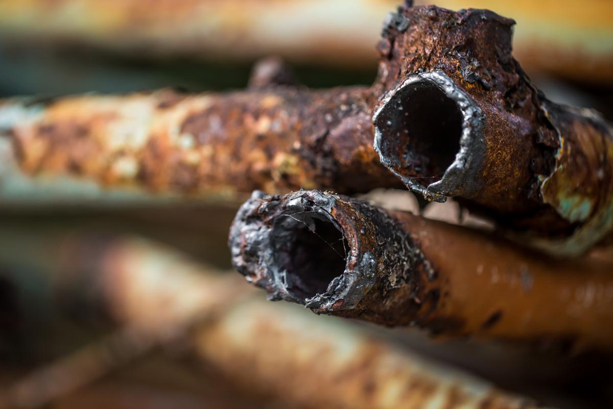 Old, rusty pipe in close-up