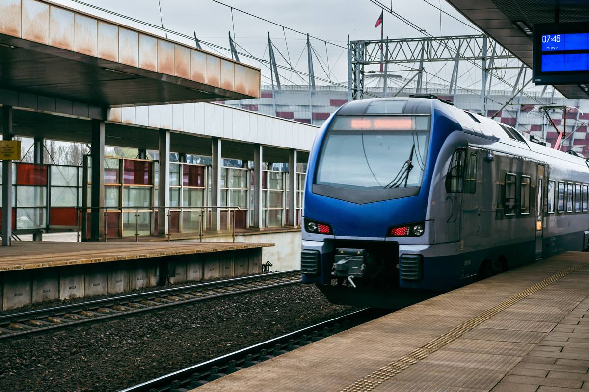 Modern train arriving at a station: cleaning and disinfecting the water on board with biostream® ZERO